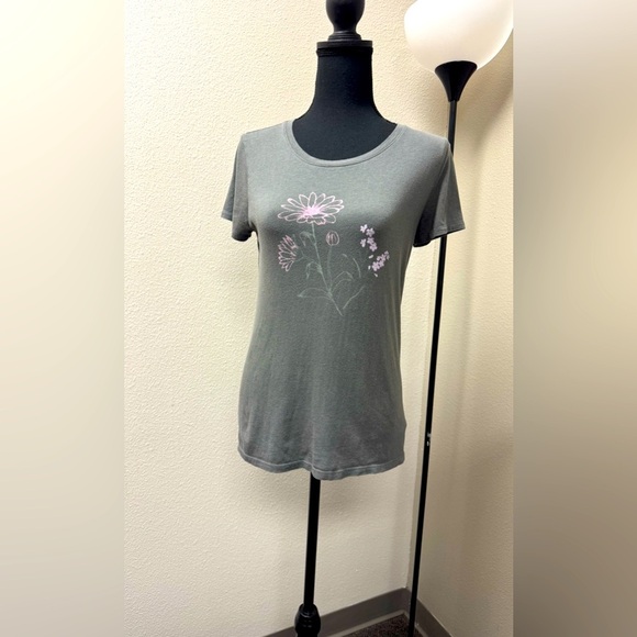 GAP Gray Floral Graphic Short Sleeve Tee size Small - Picture 1 of 5